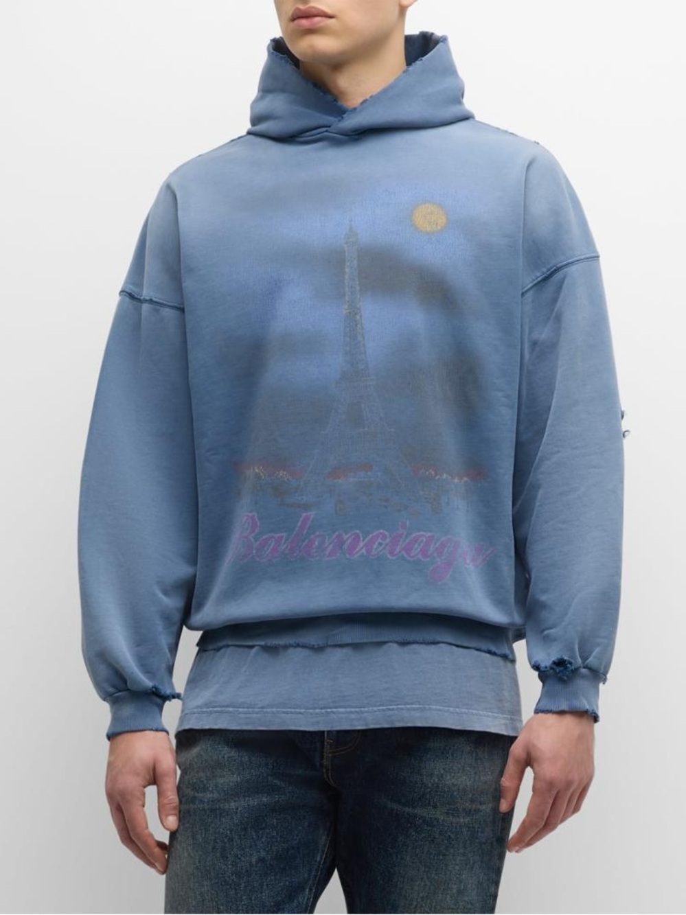 Balenciaga - Men's Paris Moon Faded Hoodie - Picture 5 of 10